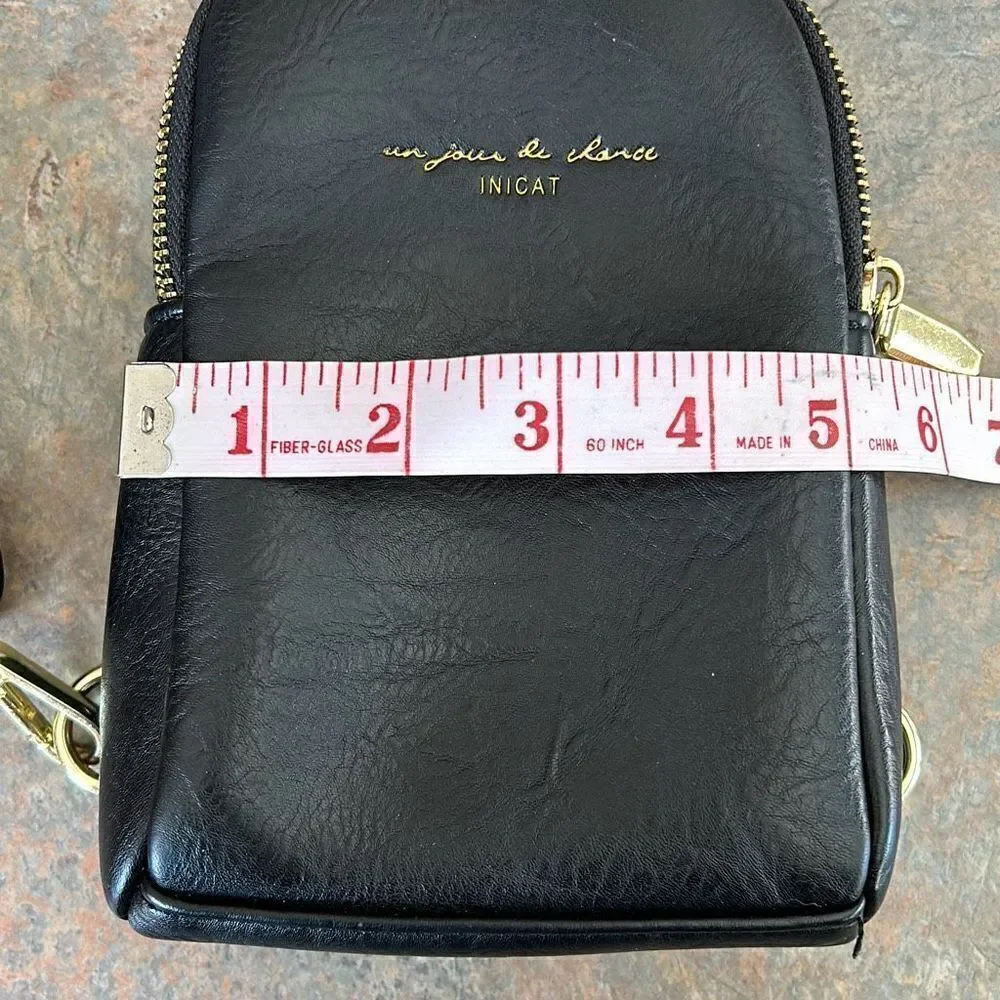 Inicat Small Crossbody Purse Vegan Black Leather